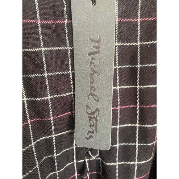 NWT Michael Stars Boho Flutter Sleeve Black, Cream, Brown Plaid Flannel Oversize - Picture 2 of 7